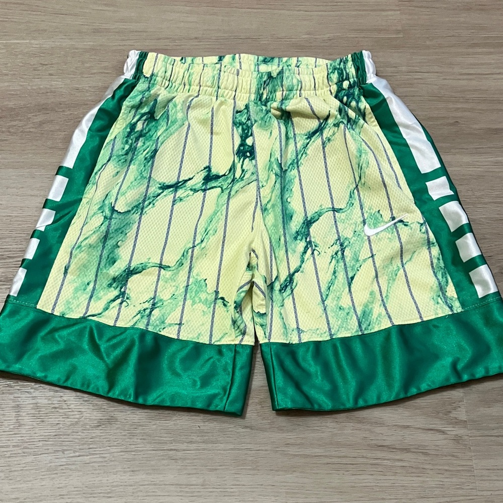 Nike Marble Pattern Green and Yellow Athletic Shorts